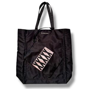 Victoria's Secret Black Tote and Corset Lace-Up Pouch Wristlet Y2K